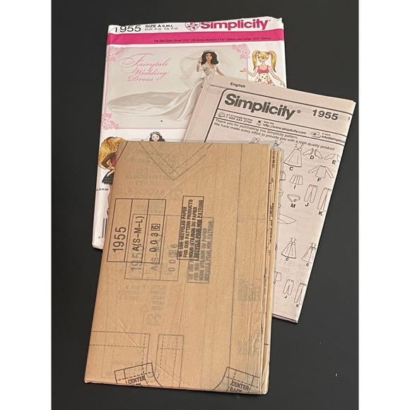 00461 - Simplicity 1955 Fairytale Wedding Dress Doll Clothes Pattern‎ UNCUT Sz A - Picture 2 of 3